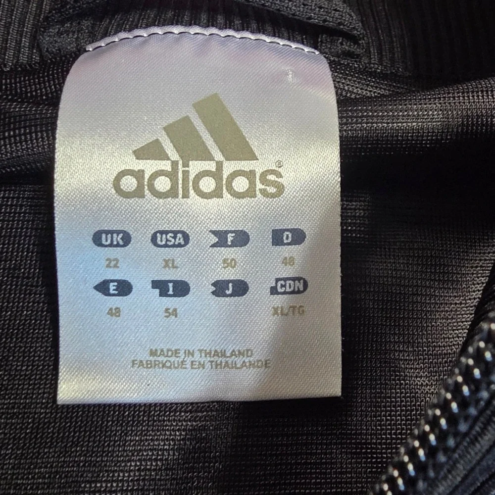Adidas Track Jacket Mens XL Black White Mesh Full Zip 3‎ Stripe Athletic Coat